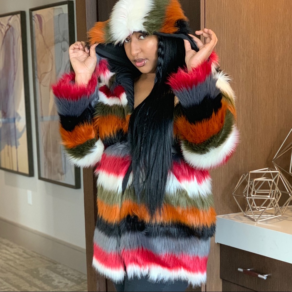 Riches Rivé Kaleidoscopic Fur Coat